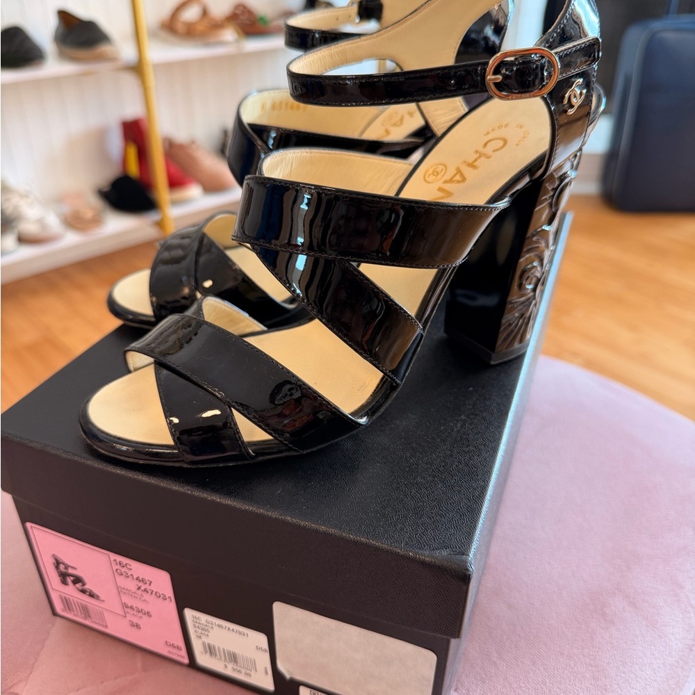 Chanel Flowered Heel Sandals